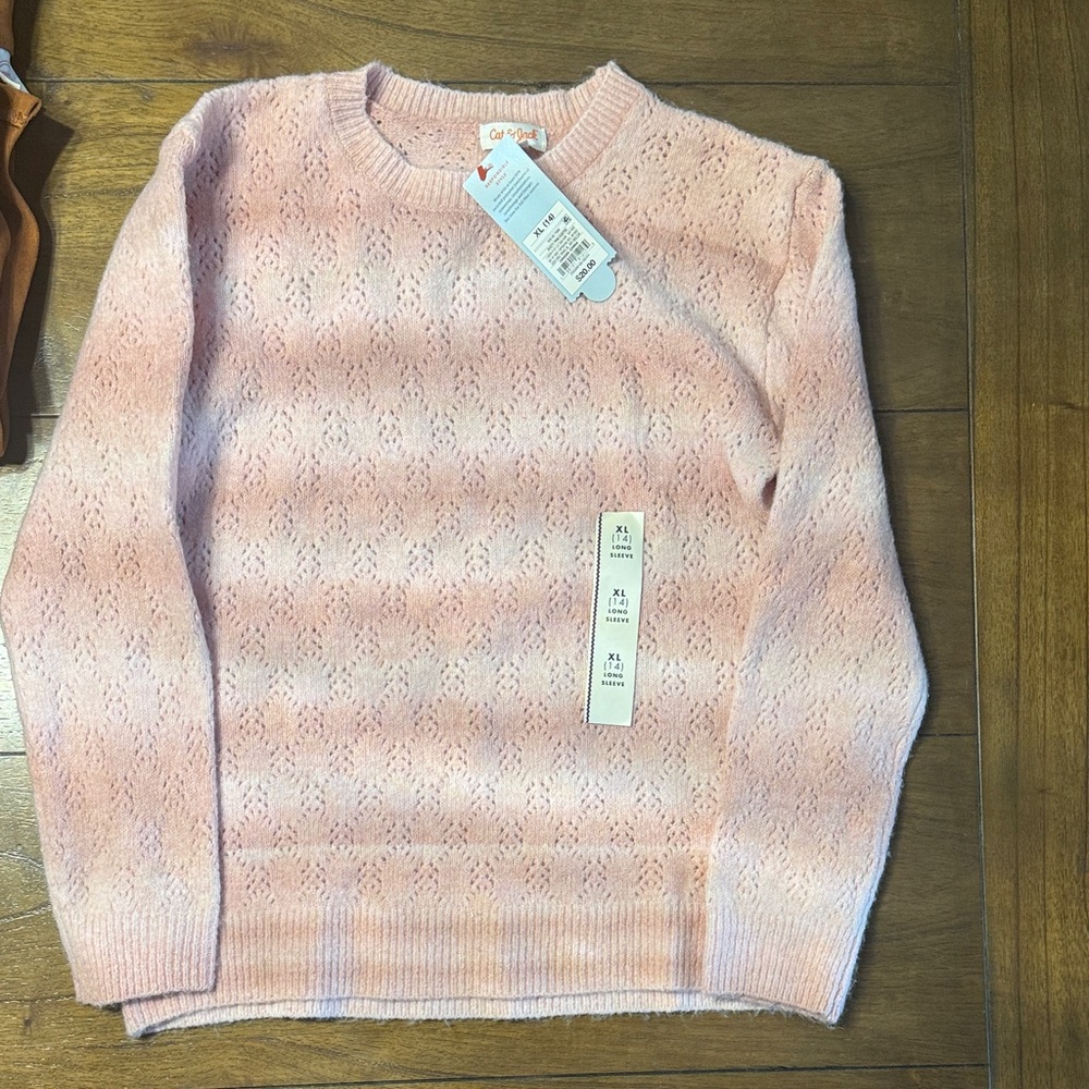 Girls set of long sleeve top, knit sweater and jacket, Size 14 - Picture 8 of 9